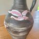 Rare signed ceramic and enameled porcelain pitcher