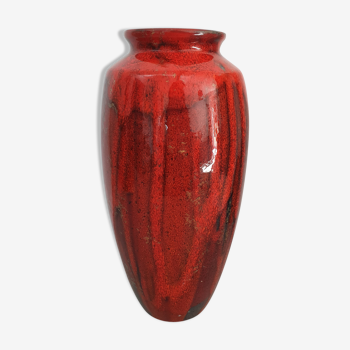 Vase céramique fat lava rouge