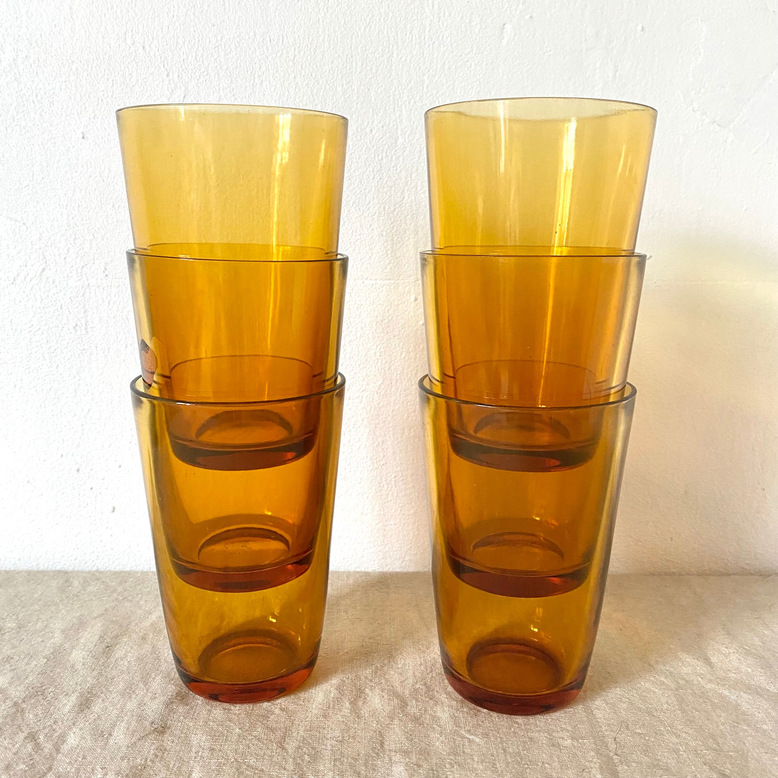 Verres à eau vintage ambrés vereco