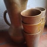 Vintage Digoin stoneware glasses and carafe set