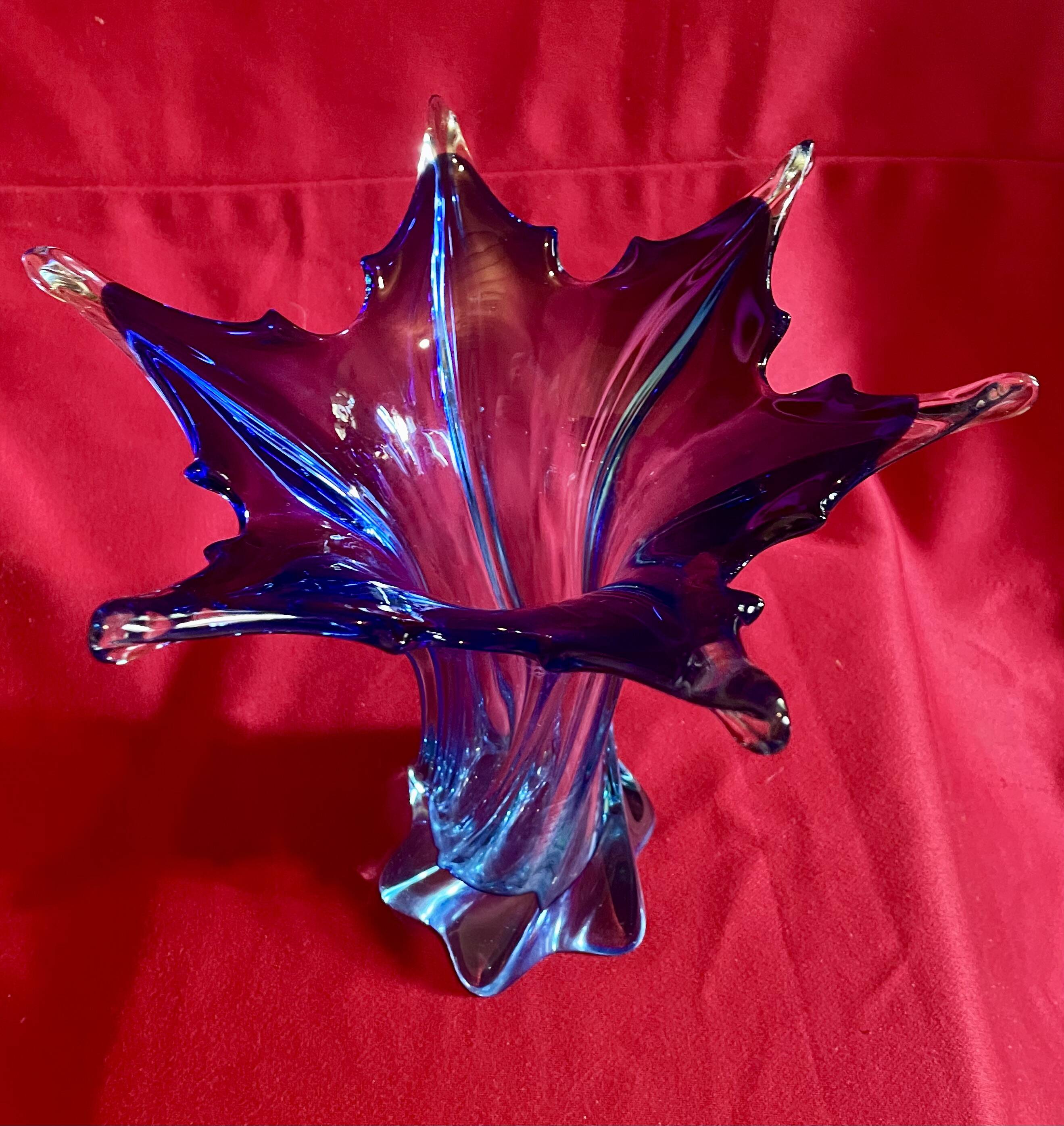 Large Murano vase, blown glass, cobalt blue