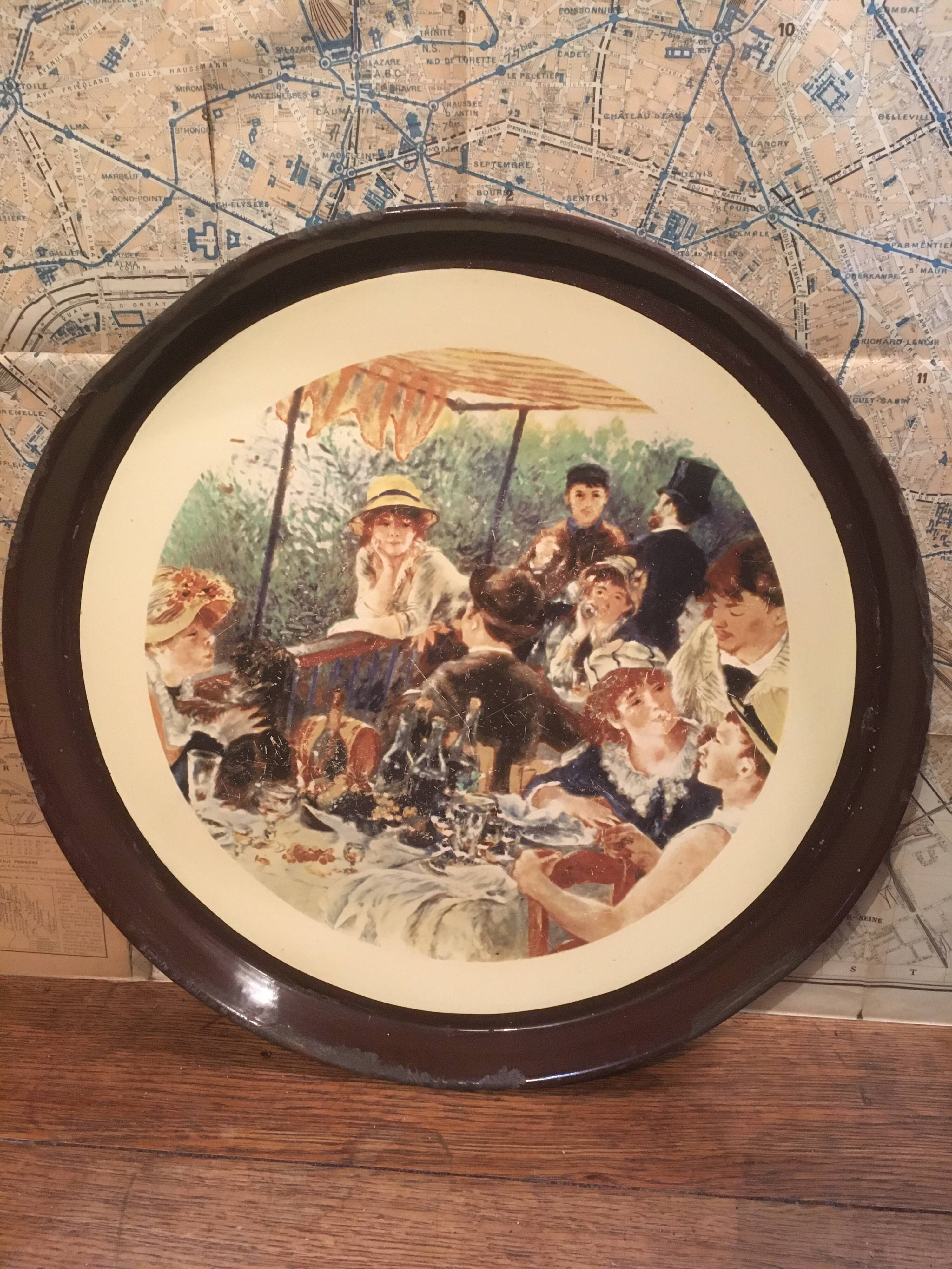 Enameled metal tray "The boaters' lunch" Renoir