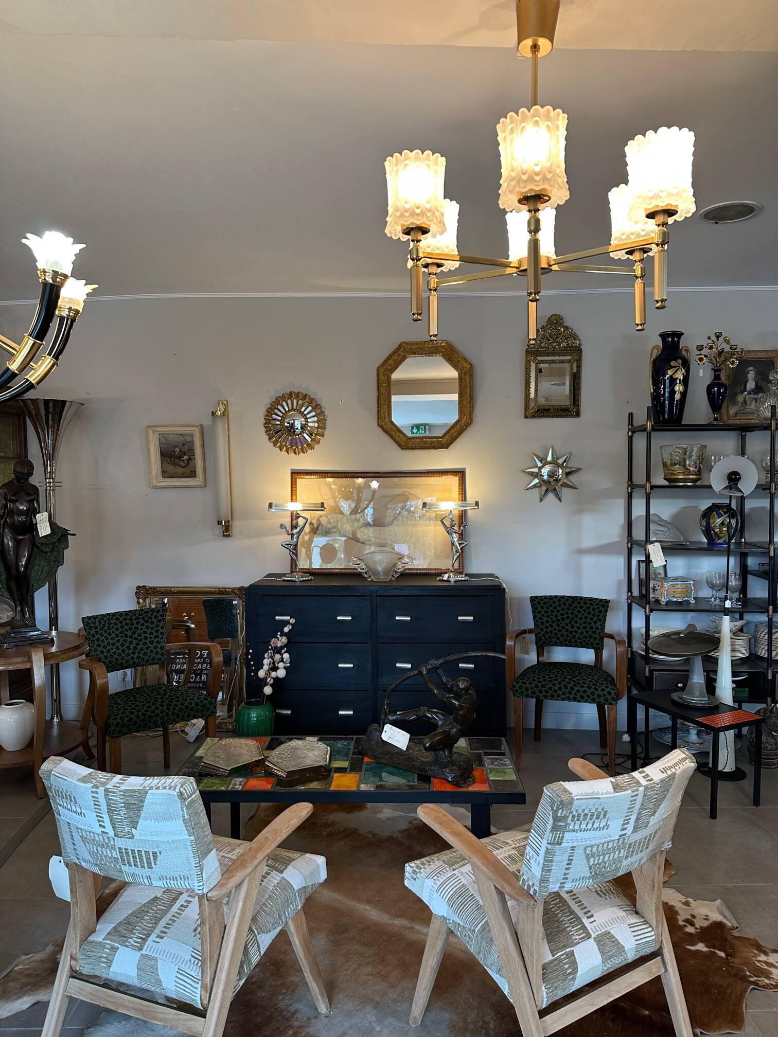 Brass and glass chandelier 1970