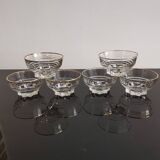 Set of 6 champagne glasses with gold edging and vintage star feet