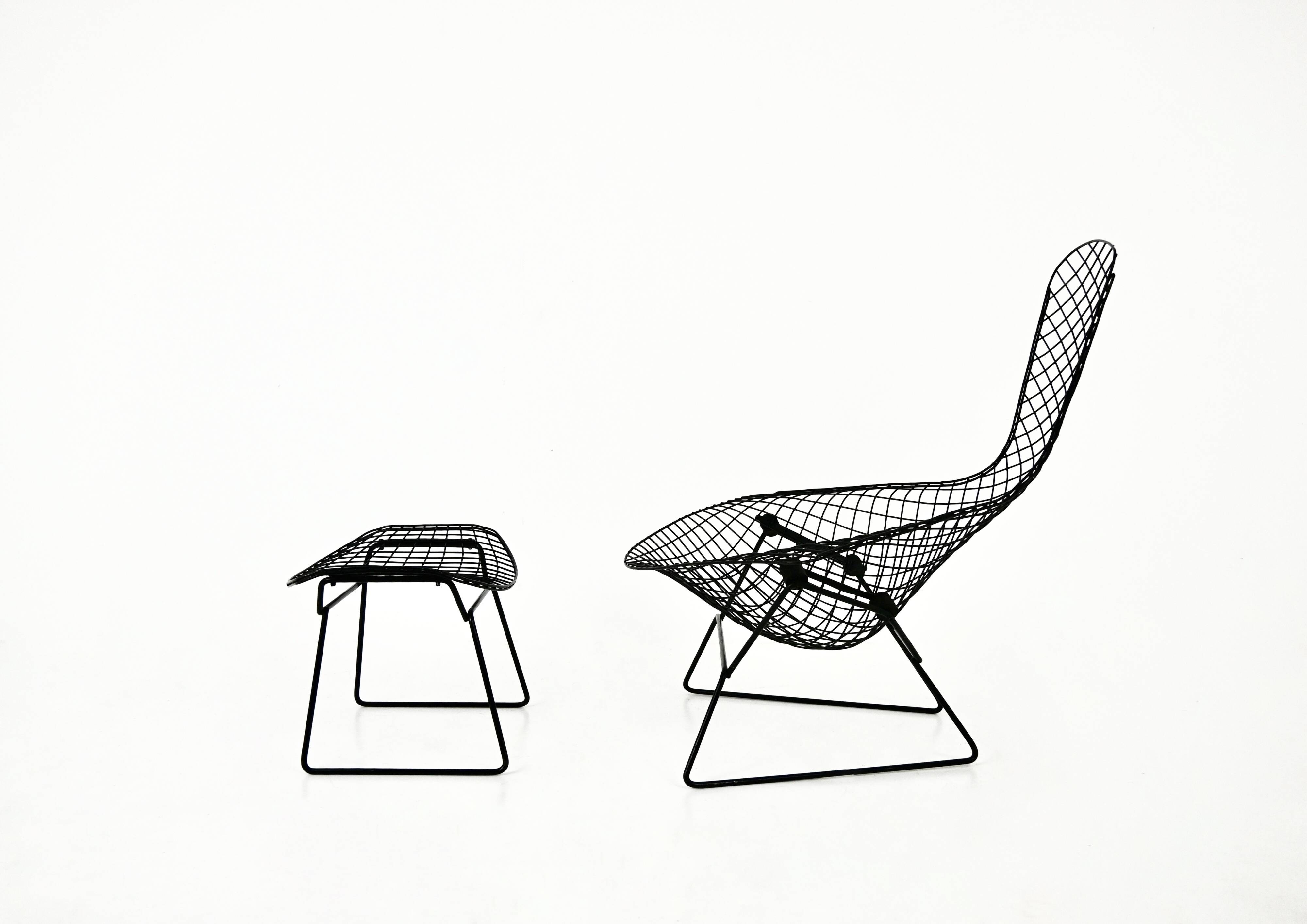 "Bird" armchair and ottoman by Harry Bertoia for Knoll, 1960s