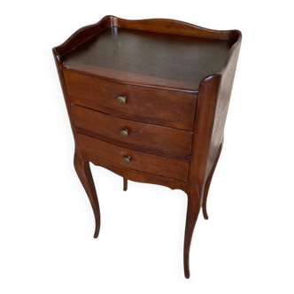 Antique Nightstand Louis XV Style Wood 3 Drawers Vintage