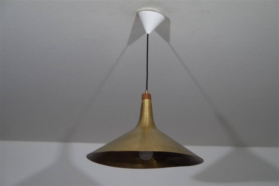 Danish brass and teak pendant lamp 1960