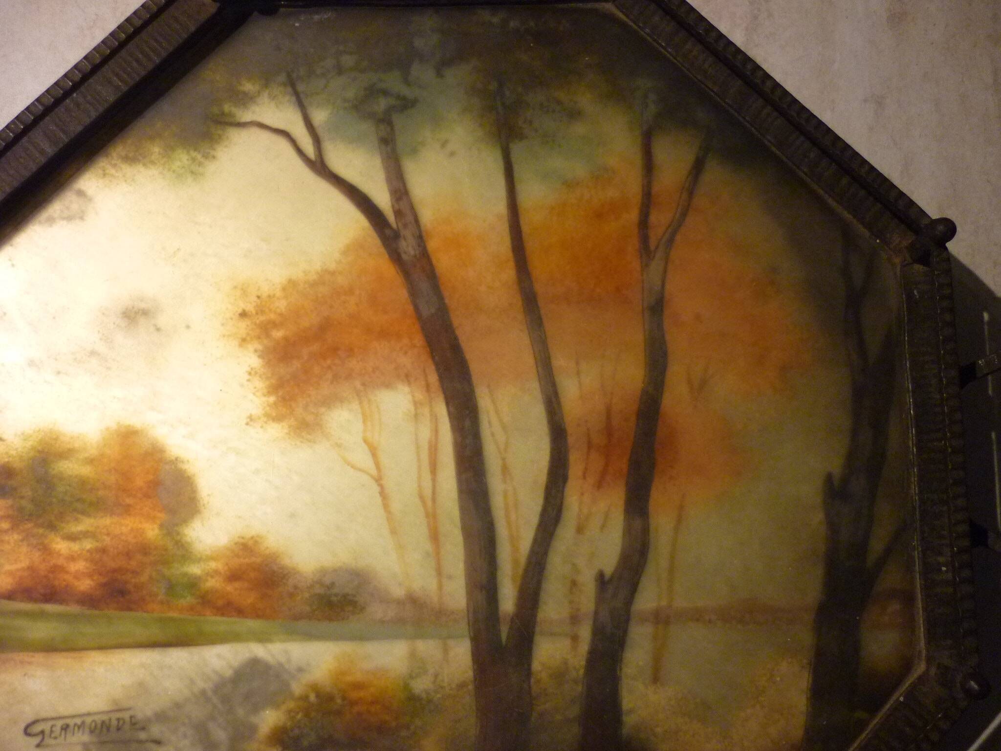 Art Deco hammered iron plateau or centrepiece table signed Germonde.