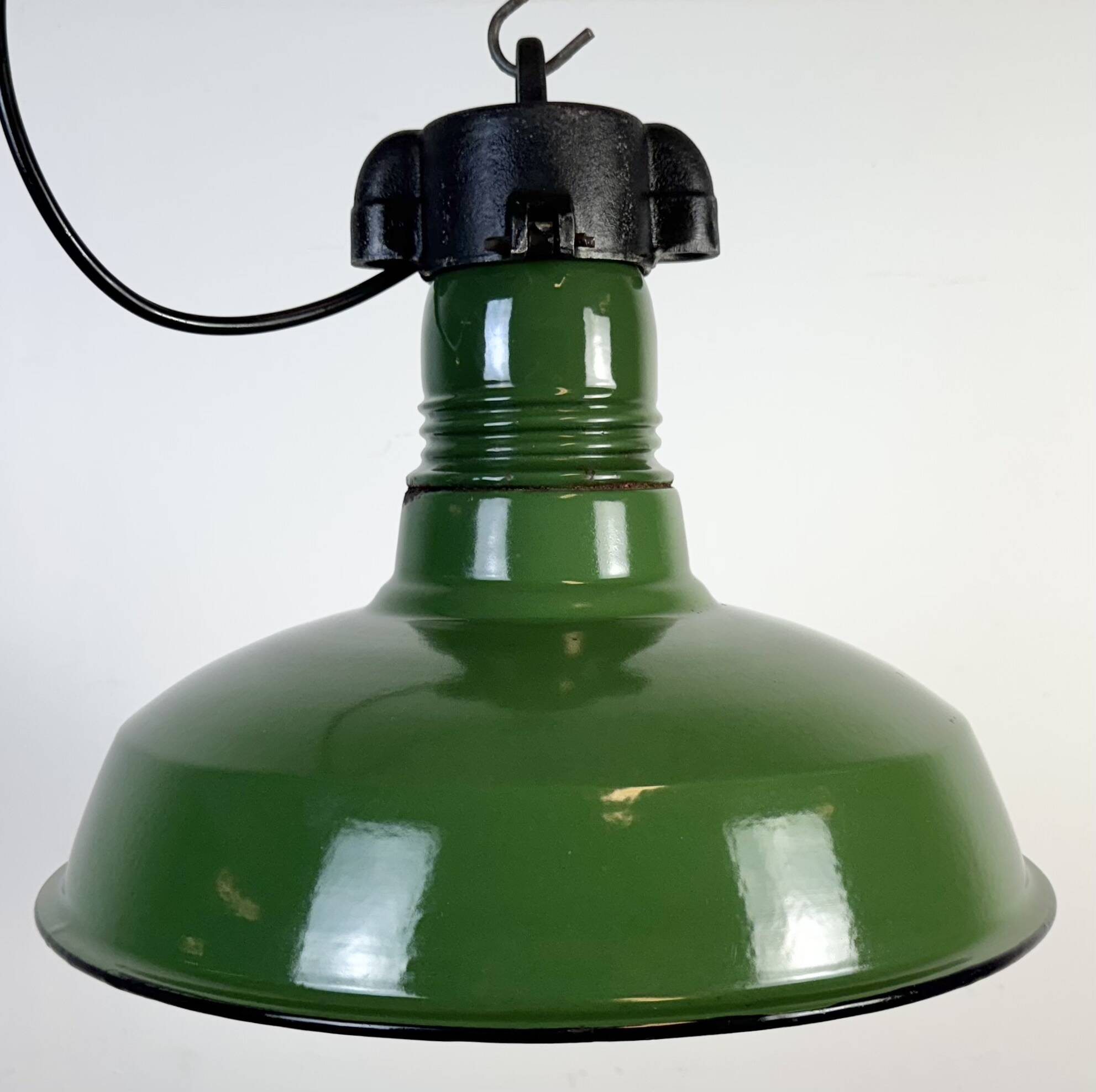 Industrial Green Enamel Factory Pendant Lamp, 1960s