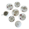 Service à thé dépareillé porcelaine 8 pièces blanc motif fleuri - 6 personnes