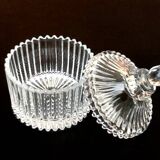 1960s pot with lid (fleur de sel..) ribbed transparent glass