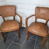 Paire de fauteuils bridge en skai