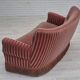 1960s, Danish 3-seater curved sofa, pink-salmon furniture velour, original.