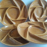 Set of 5 plates with compartments in vintage Longchamp sandstone