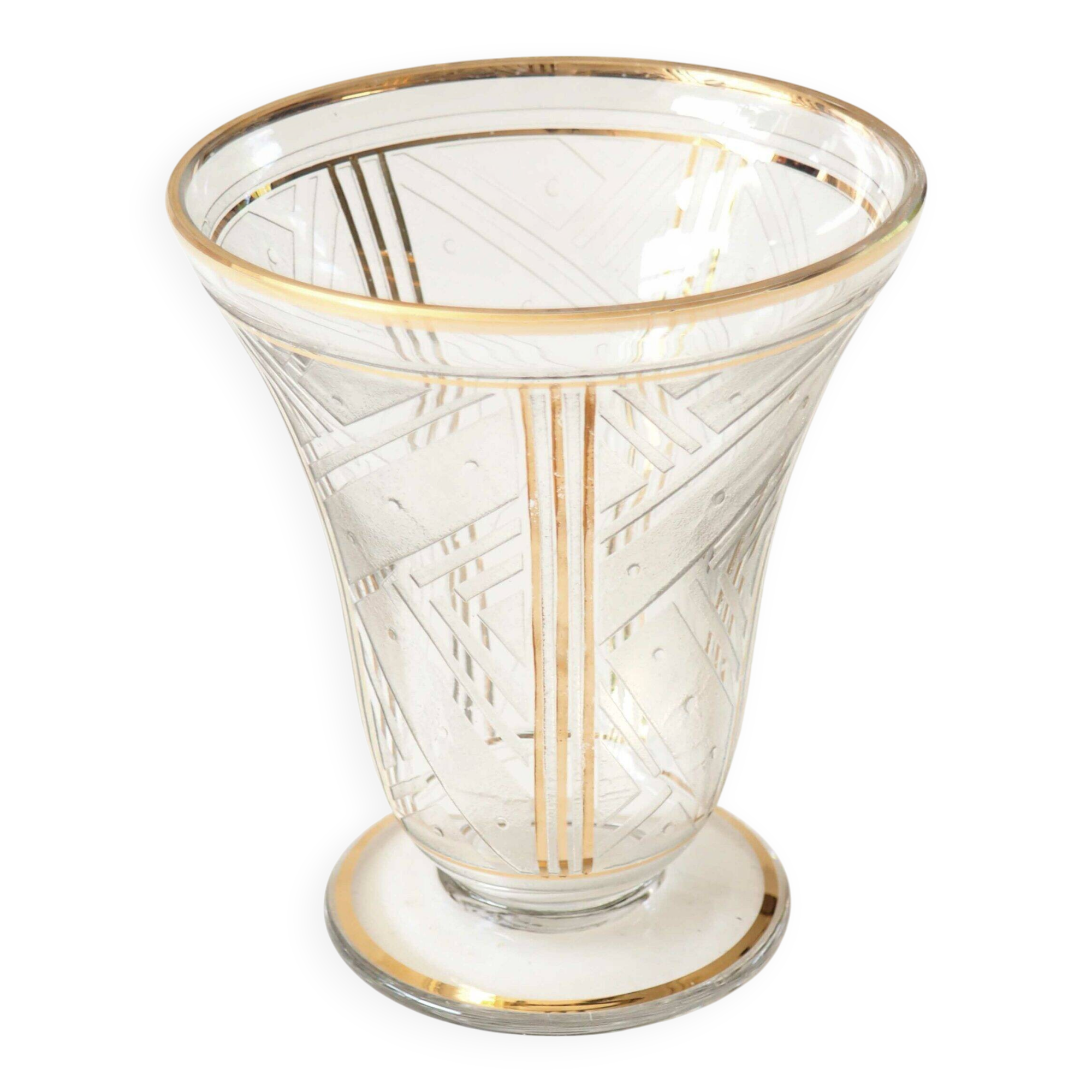 Frosted Art Deco carved vase