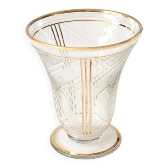 Frosted Art Deco carved vase