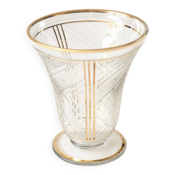 Frosted Art Deco carved vase