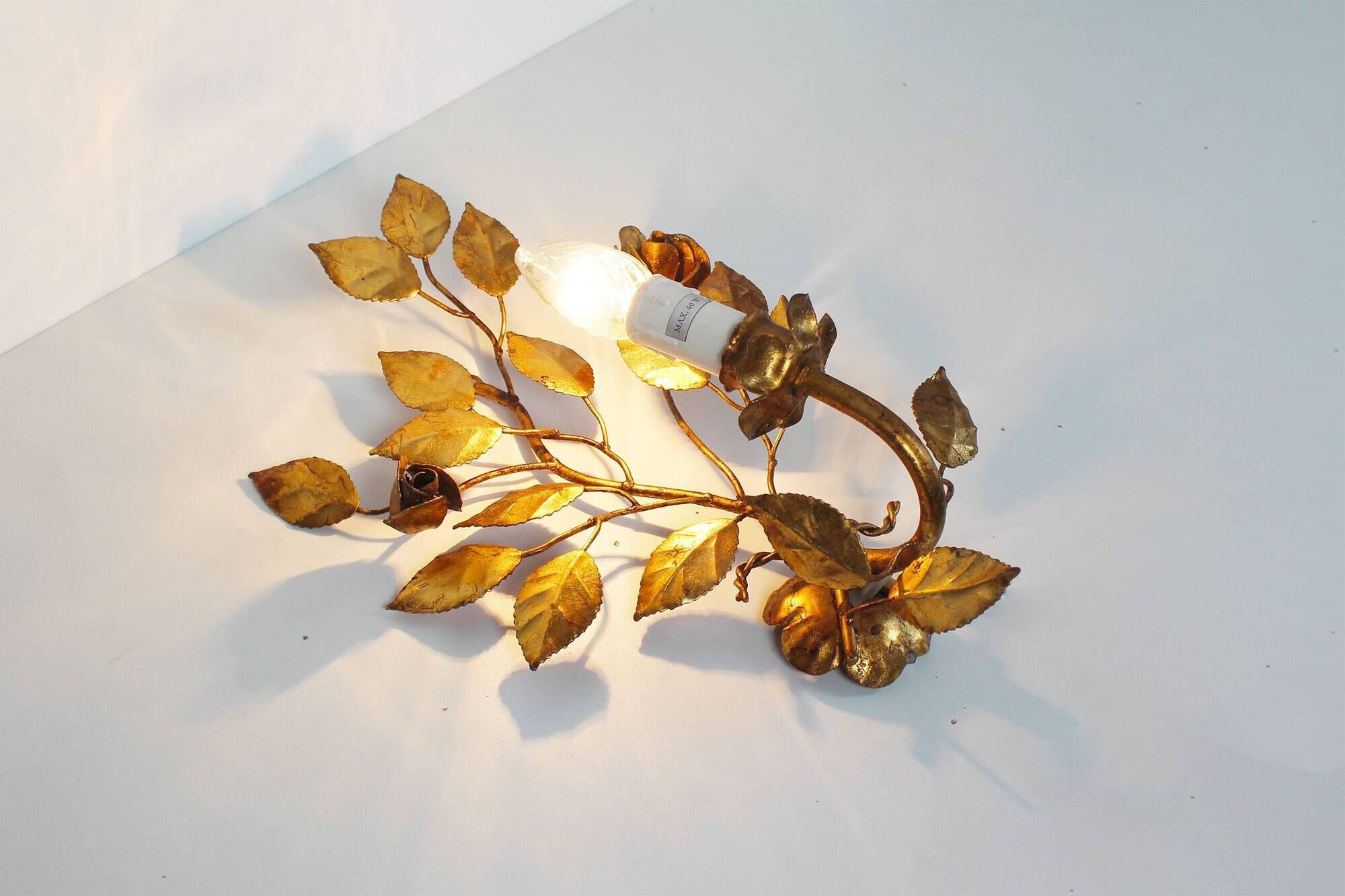 Antique Italian gilt rose wall lights by Hans Kogl