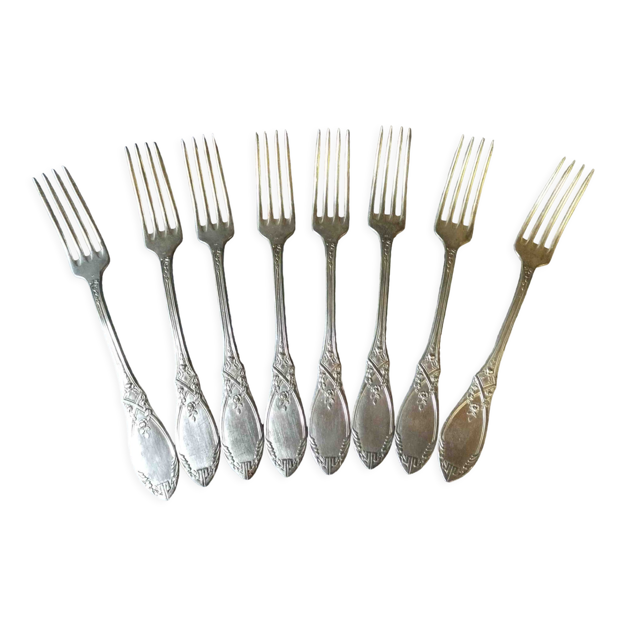 8 silver metal forks