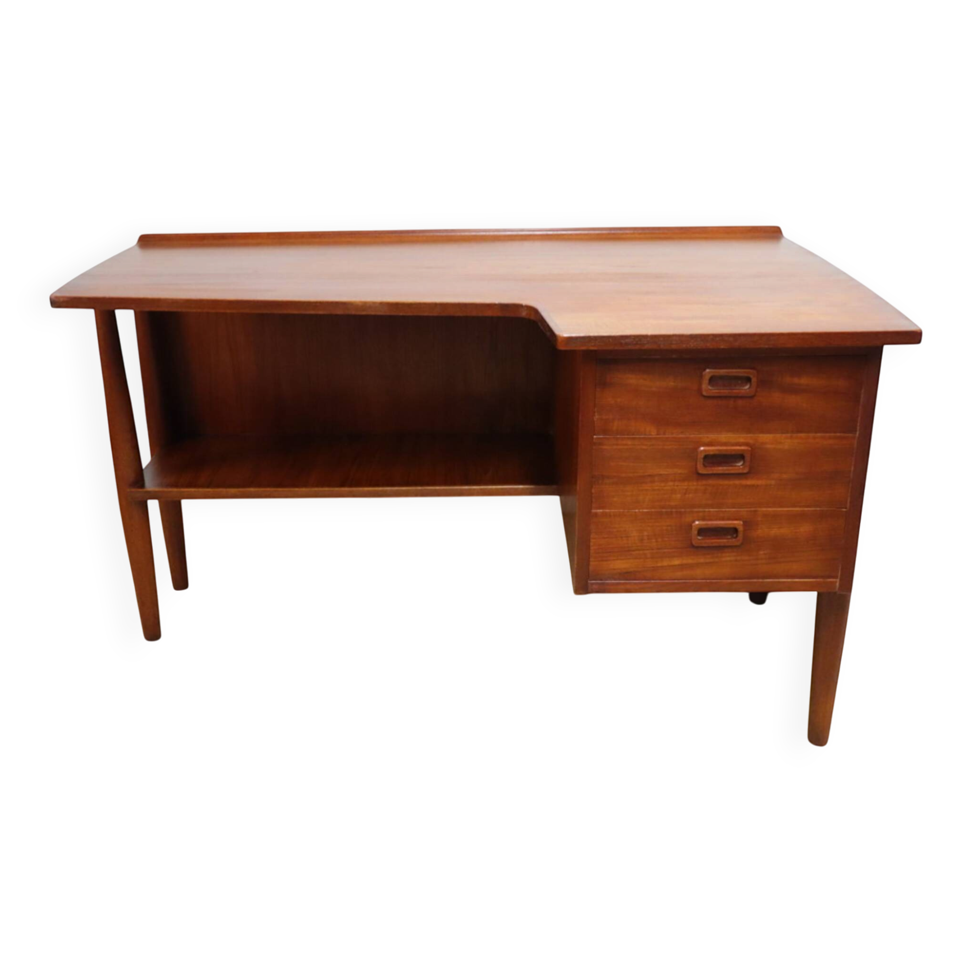 Scandinavian "boomerang" free-form desk in teak - 1960s