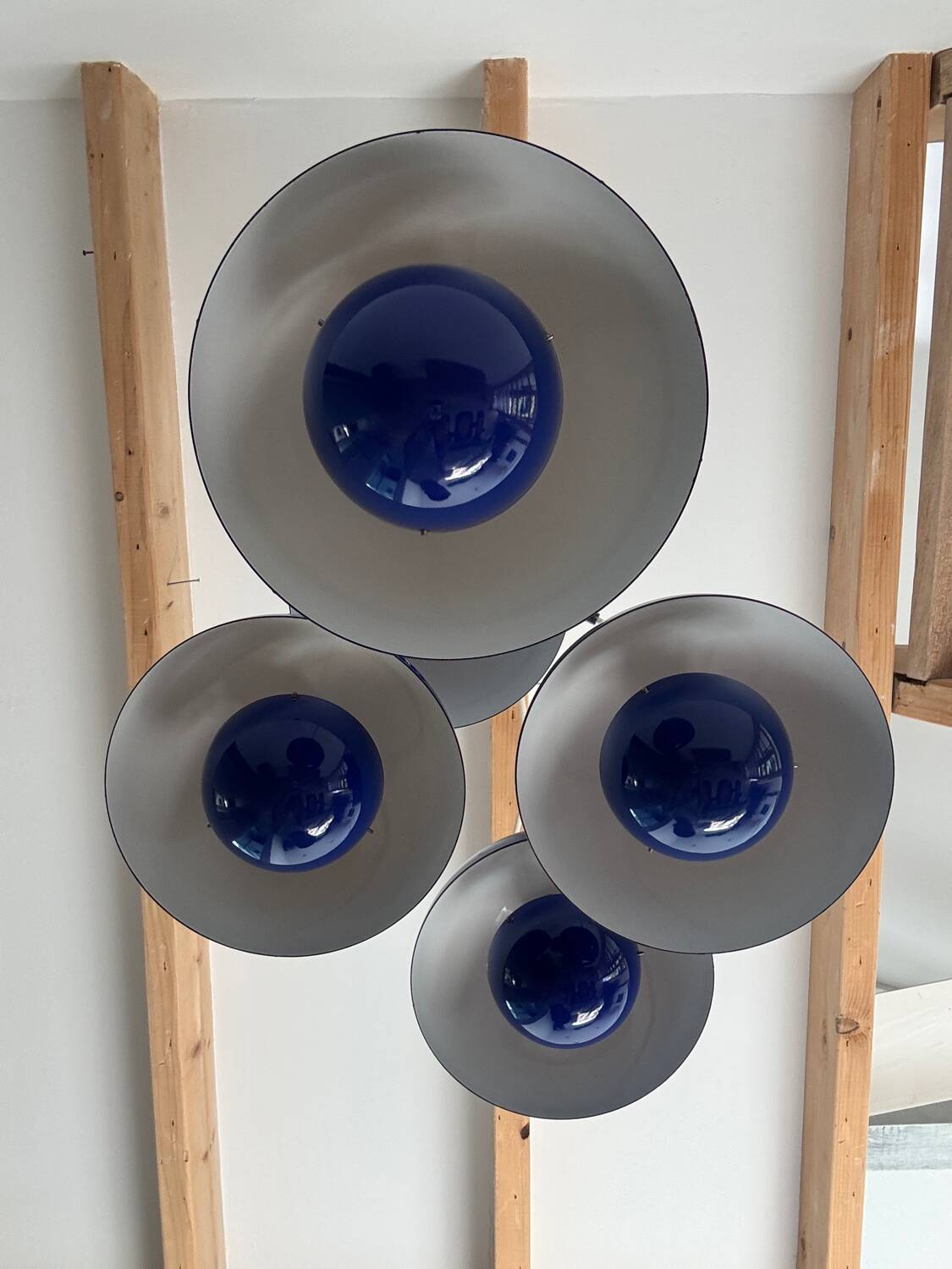 5 Blue Flower Pots by Verner Panton produced by Louis Poulsen