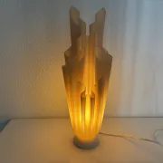 Lampe  vintage 1970 Athéna Georgia Jacob drapée saumonée - 50 cm