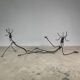 Set of tribal brutalist metal candle holders women