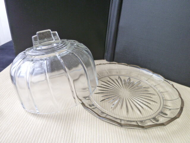 Old moulded pressed glass cheese bell