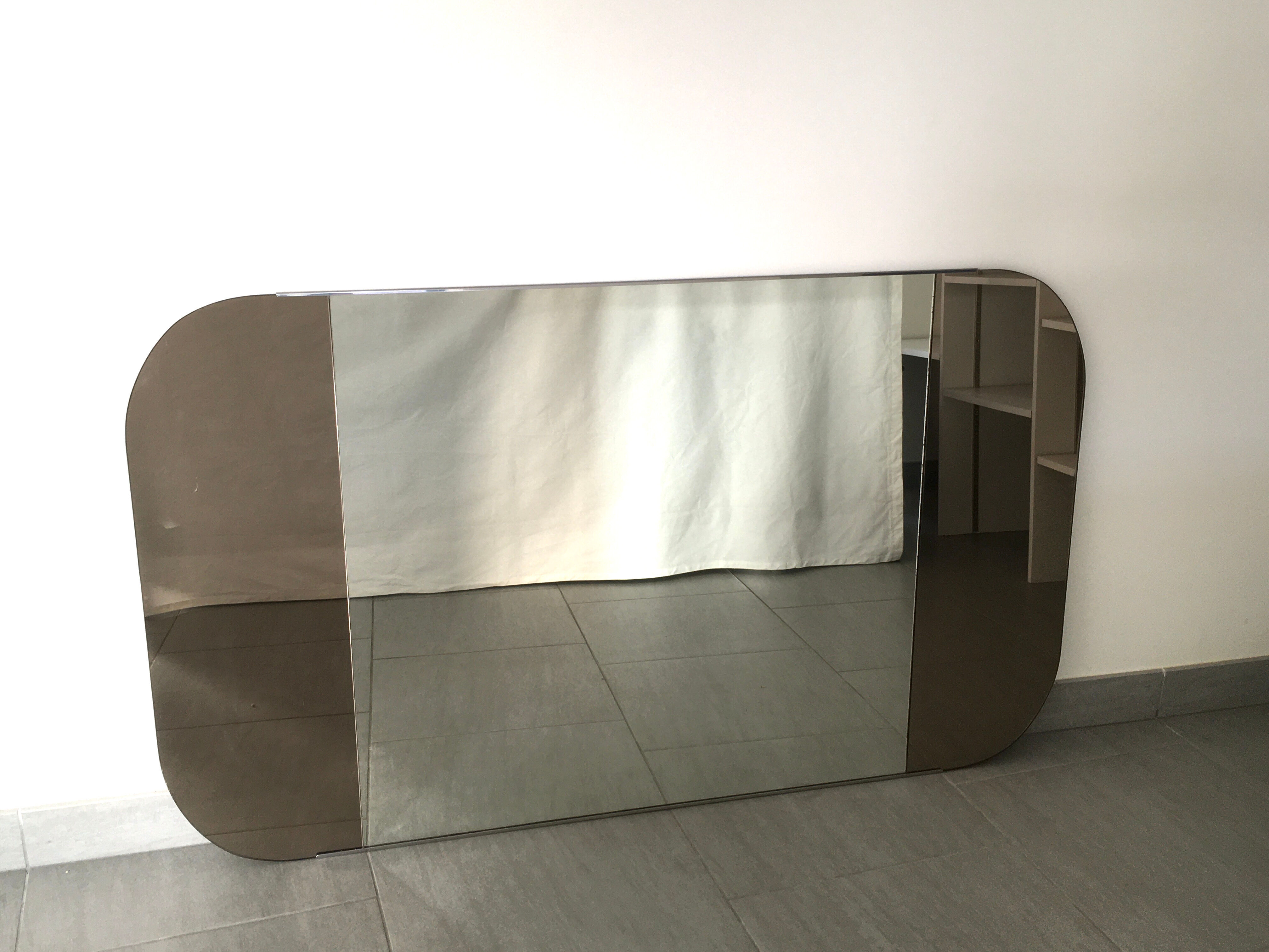Triptych mirror in smoked glass 140x80cm