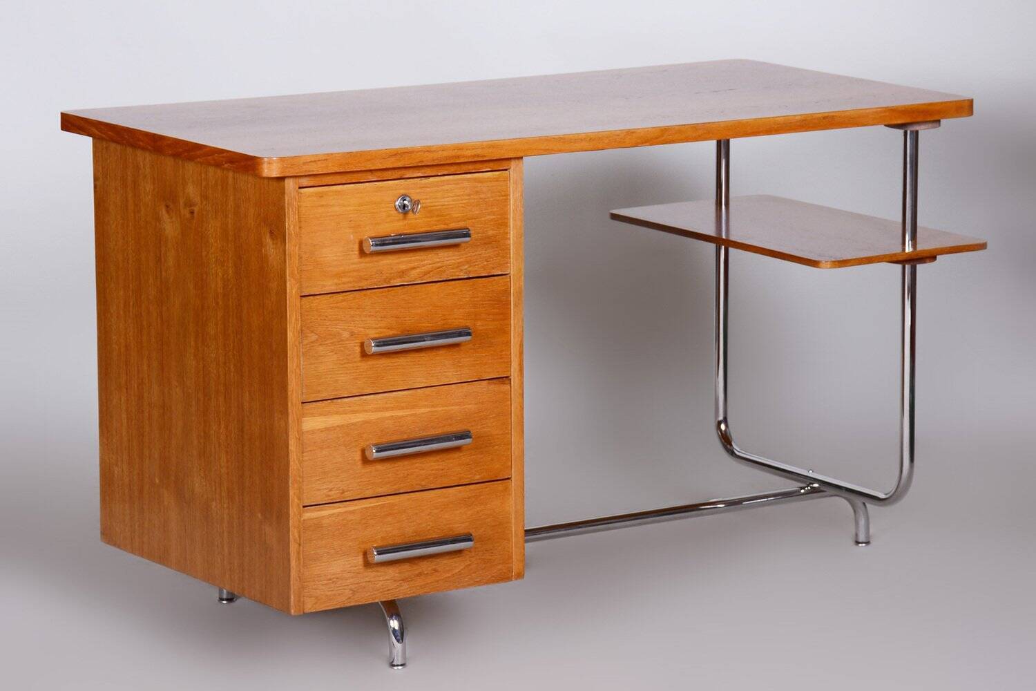 Bauhaus Oak Writing Desk attributed to Jindřich Halabala for Up Závody, 1930s