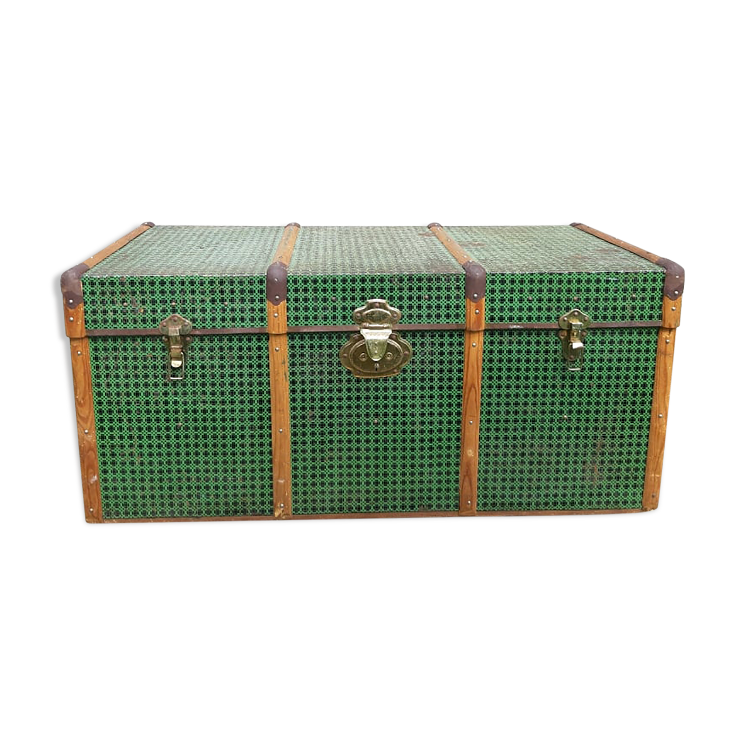 Vintage green metal trunk