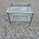 Hollywood Regency side table 1970 brushed metal and gold