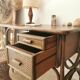Rattan desk and vintage canning