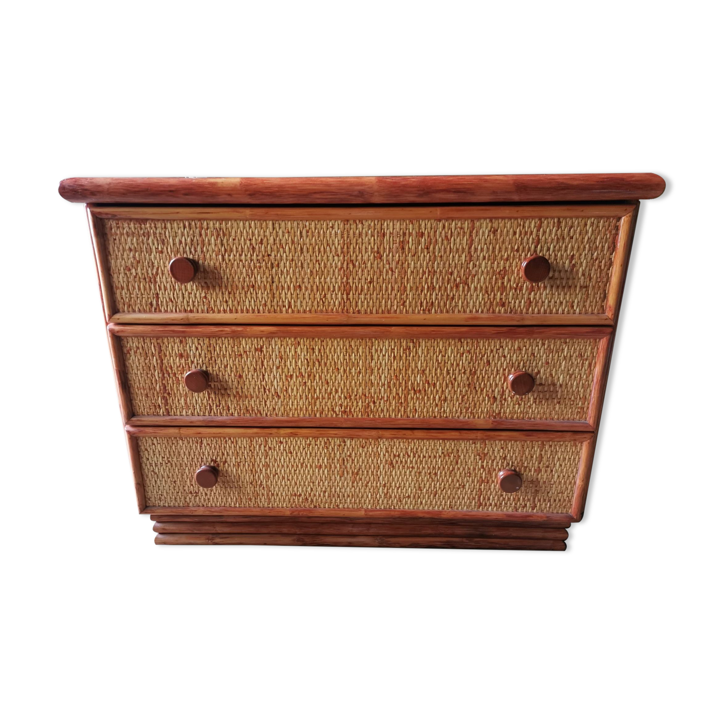 Vintage chest of drawers in rattan and bamboo