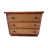 Vintage chest of drawers in rattan and bamboo