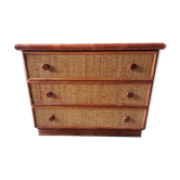 Commode vintage en rotin et bambou