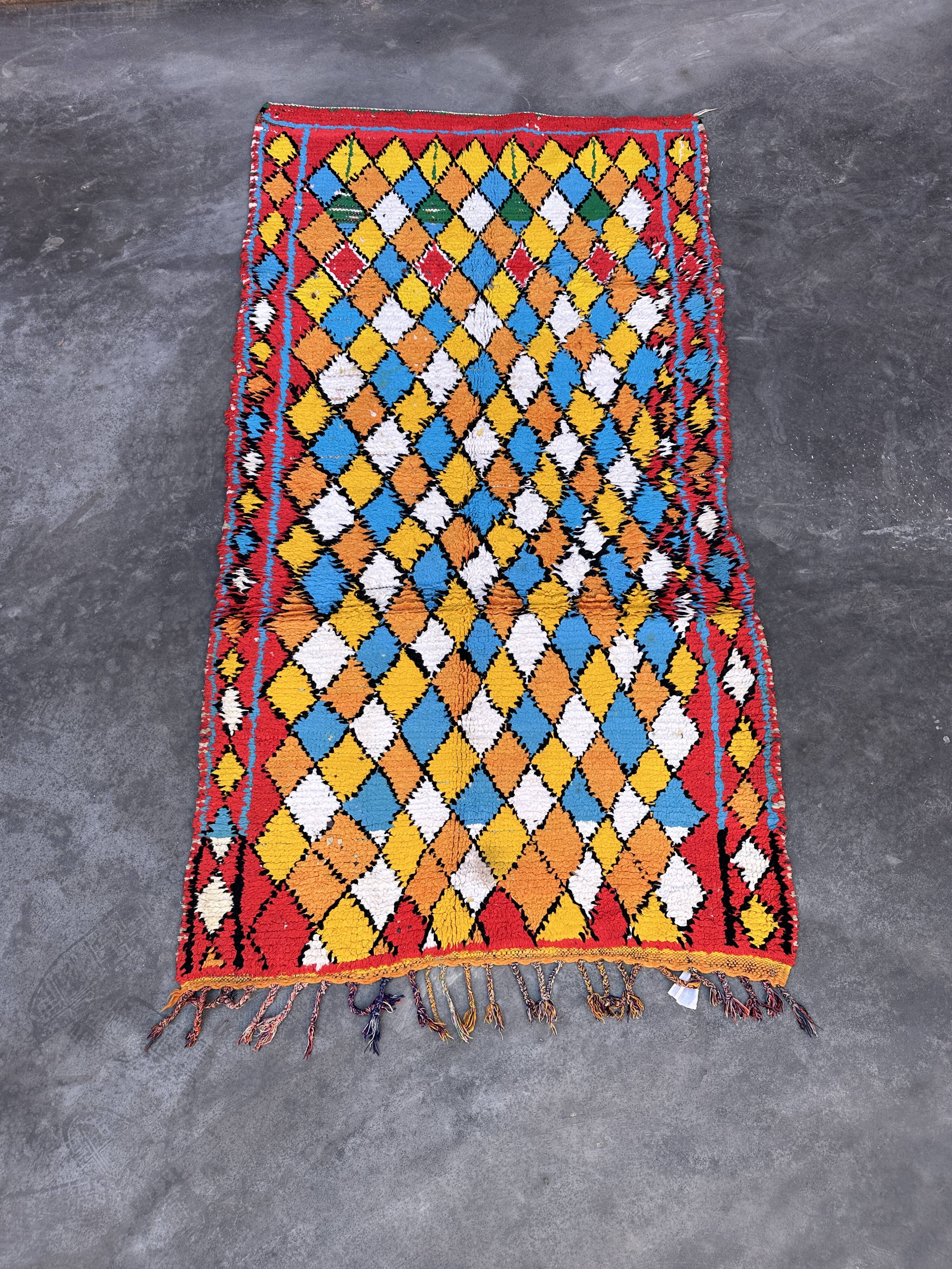 Tapis Marocain Boucherouite coloré - 107 x 191 cm