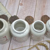 Set of 4 stoneware spice pots with original cork lid