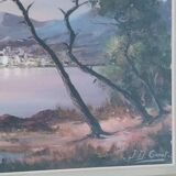 Oil on canvas sunset in the mediterranean signed jd garat 1960