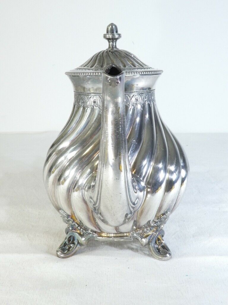 Silver flat silver metal teapot