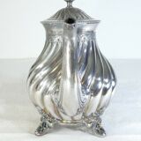Silver flat silver metal teapot