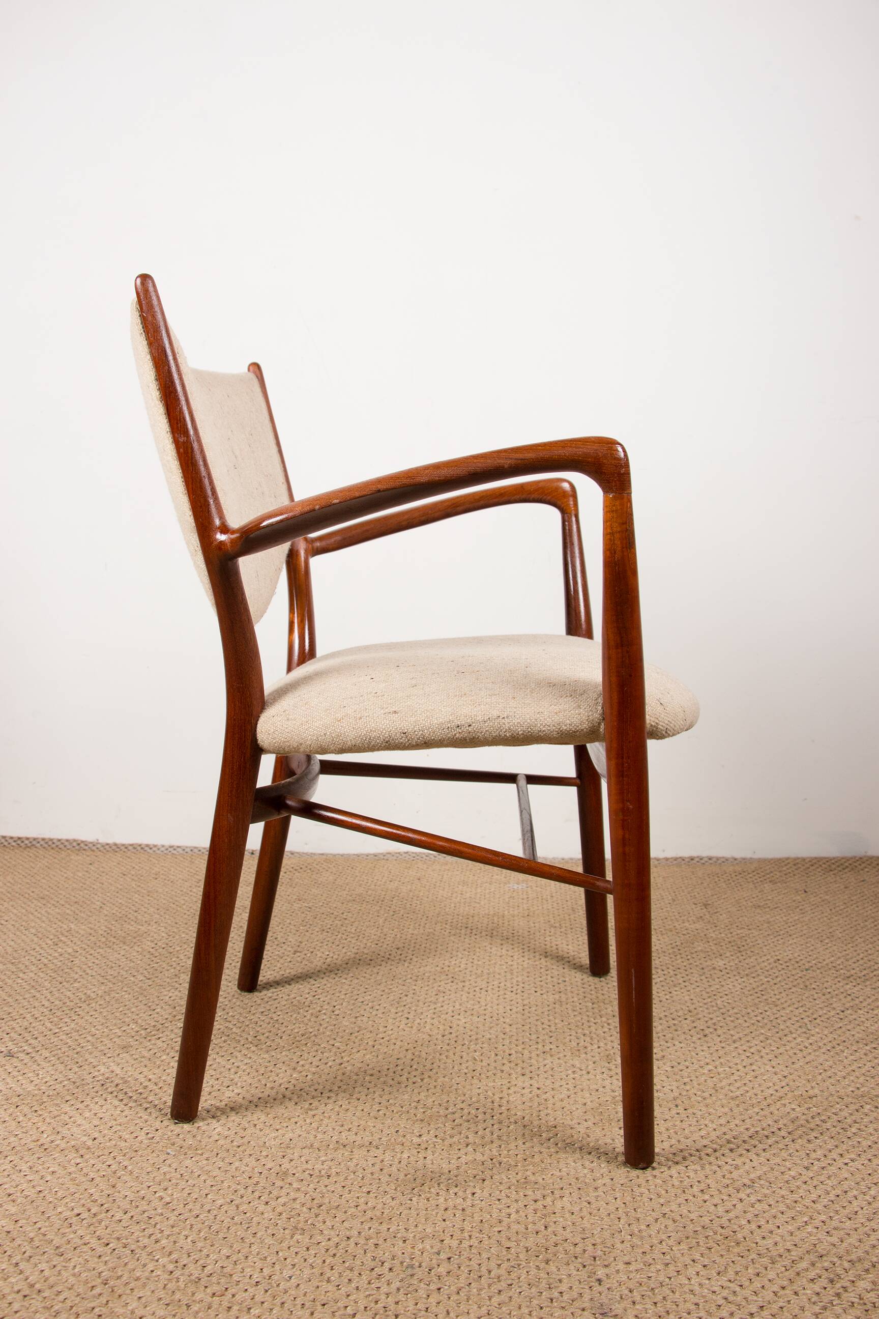 Danish teak and fabric armchair model BO-72, Finn Jhul for Bovirke 1946.