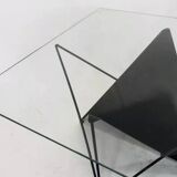 Table basse vintage en fil d'acier des années 80 au design éclectique
