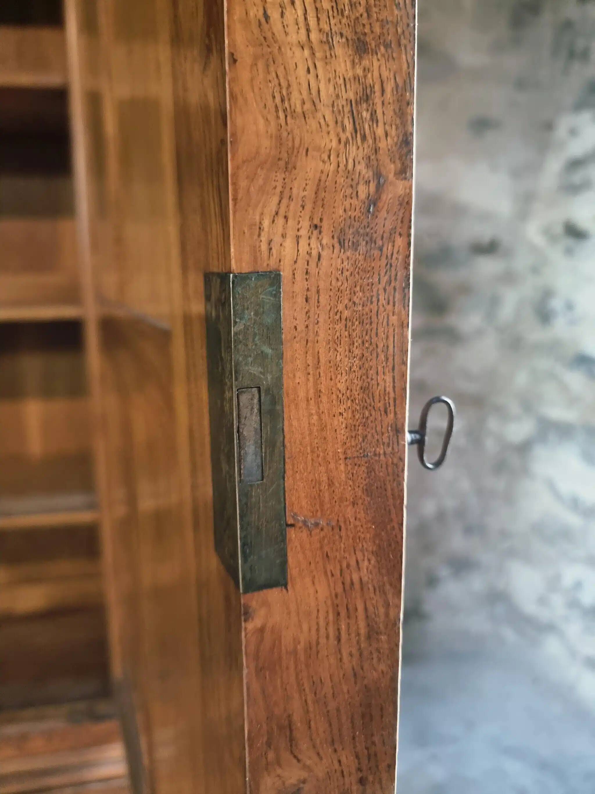 Antique French Louis Philippe wardrobe / wardrobe – elm and oak, mirrored door, 19th century