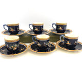 6 cups blue Gien Renaissance coffee