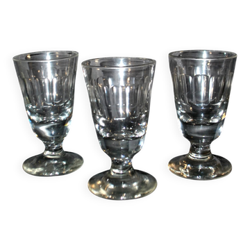 Set of 3 thick blown glass absinthe glasses - Vintage Mazagran
