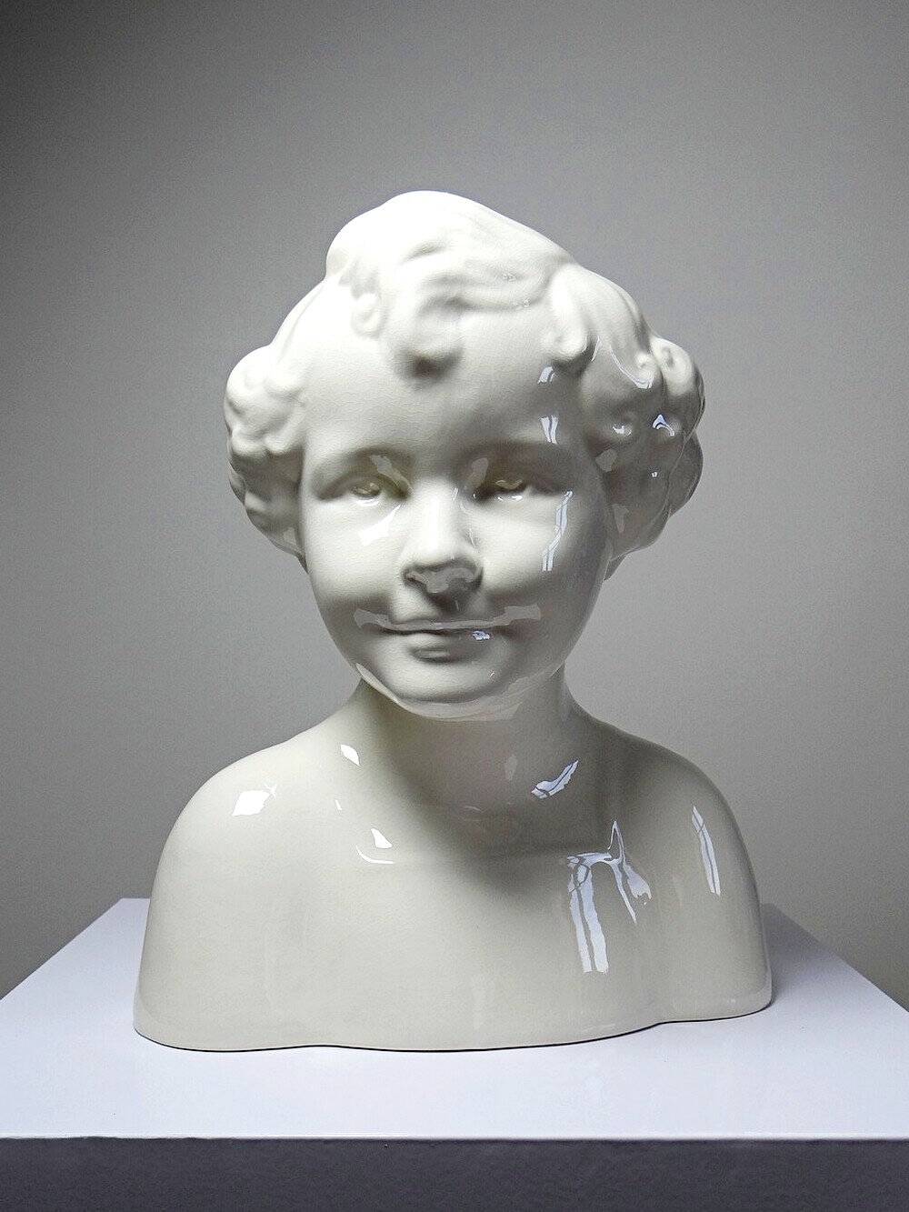 Large Art Deco faience bust from Sarreguemines, early period
