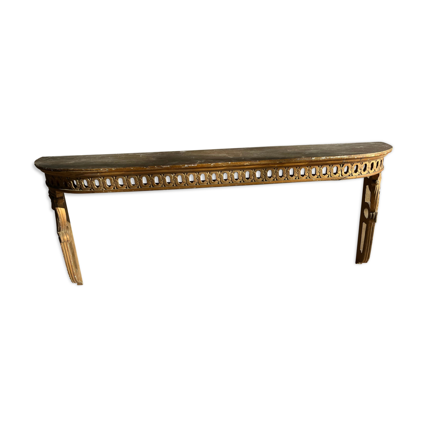 Console demi lune bois doré