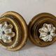 Large round door handles in gilded wood and Old Paris porcelain, circa 1900