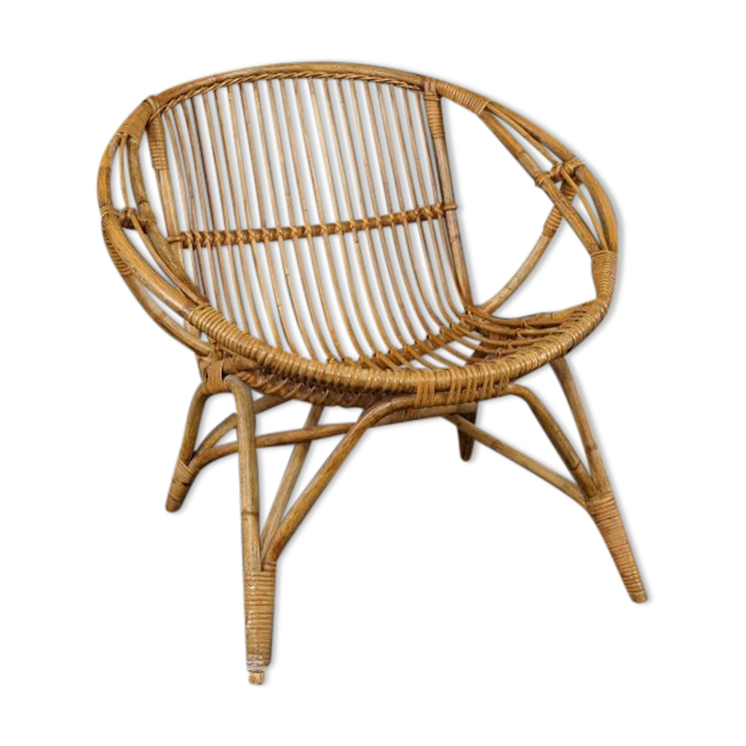 Rattan armchair, Rohé Noordwolde, 1950